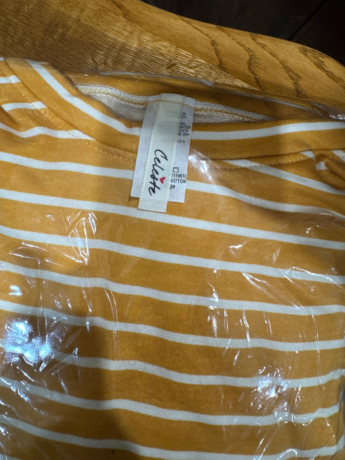 Women's mustard stripe two-piece set product view