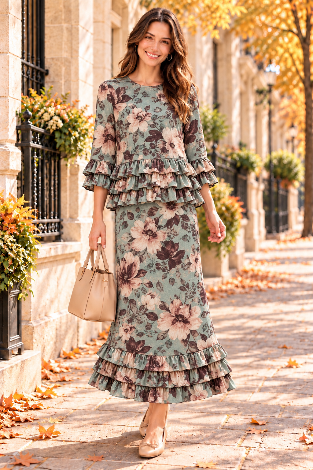 Sage Floral Two-Piece Set