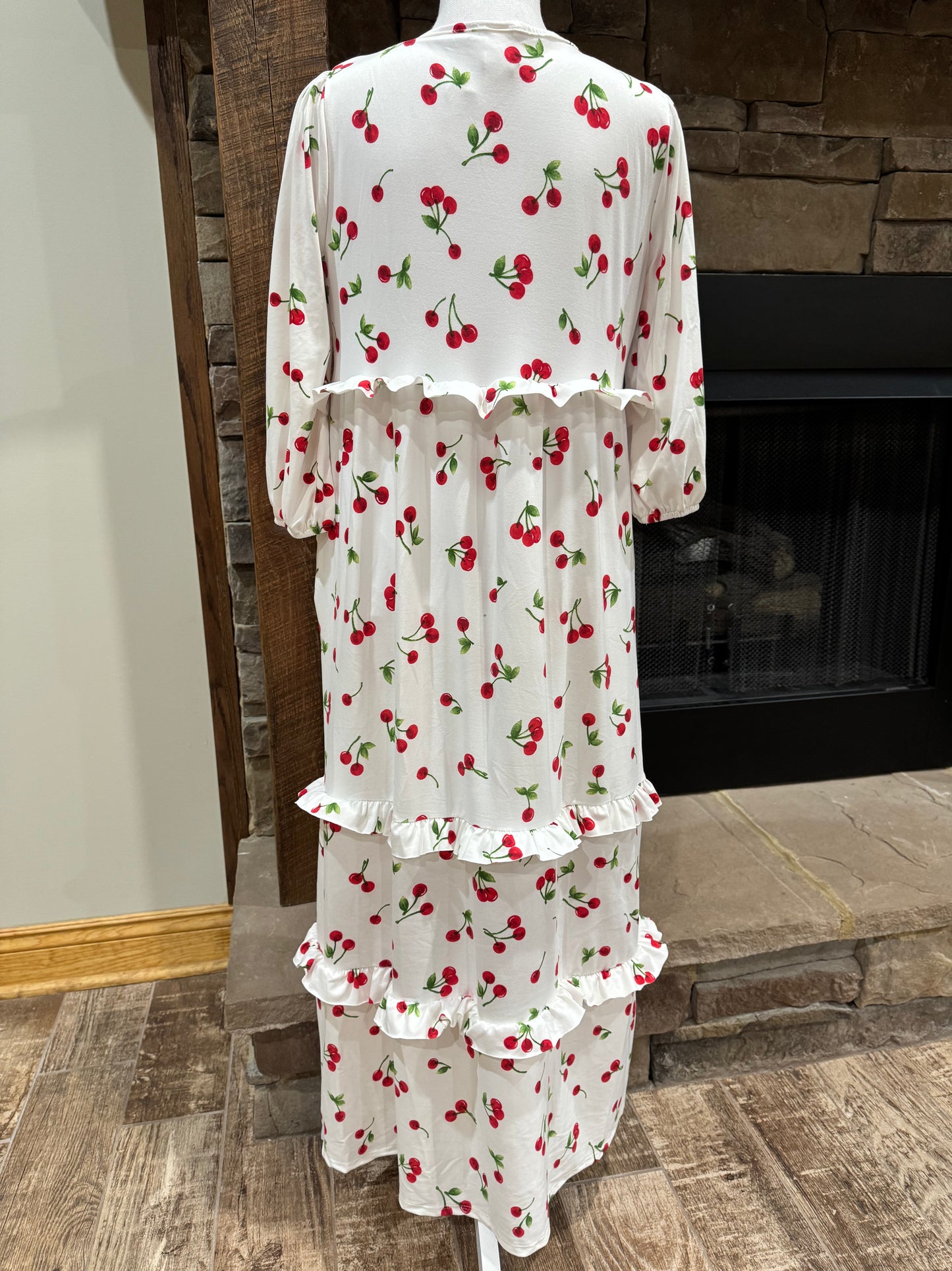 Cherry Delight Ruffle Tiered Maxi Dress