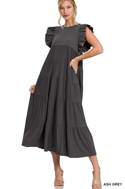 5 Ways to Style the Ruffled Cap Sleeve Babydoll Tiered Maxi Dress