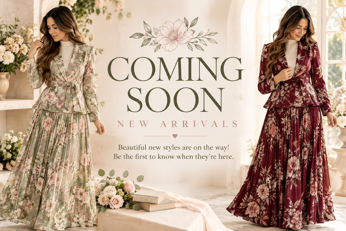 Coming Soon — elegant upcoming arrivals at ModestAndDevoted