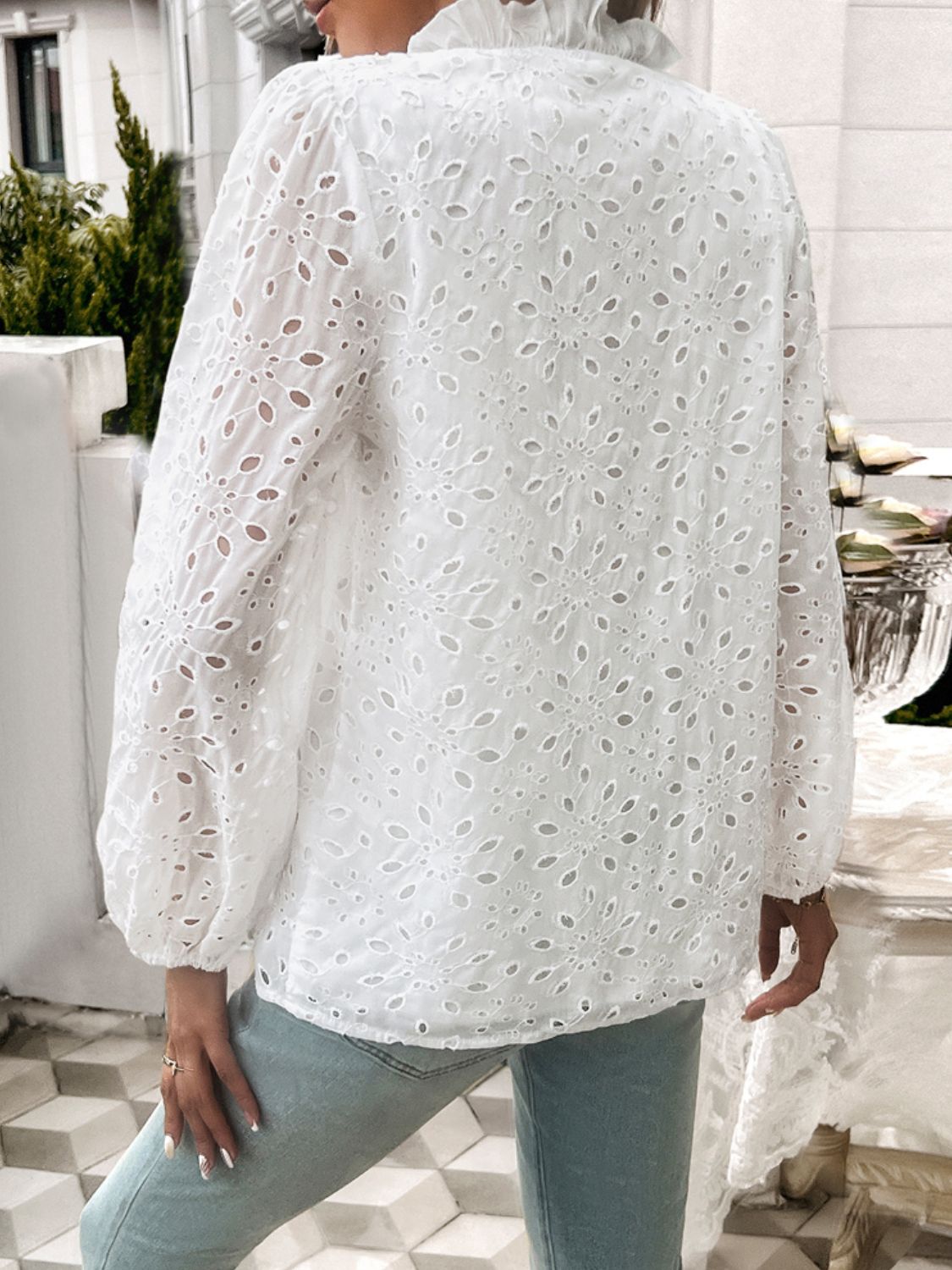 Devine Frill Round Neck Long Sleeve Shirt