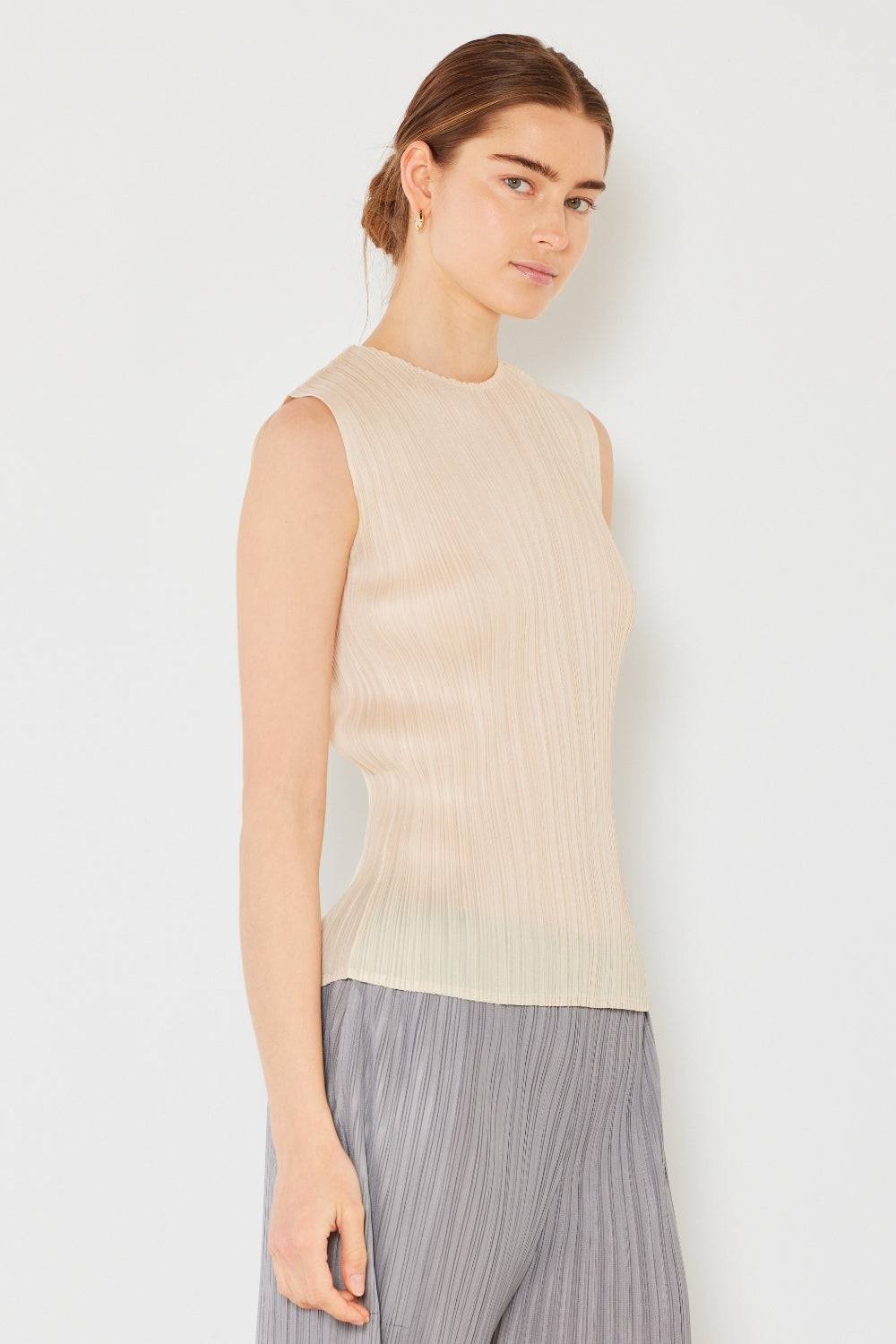 Marina West Swim Pleated Sleeveless Crewneck Tank