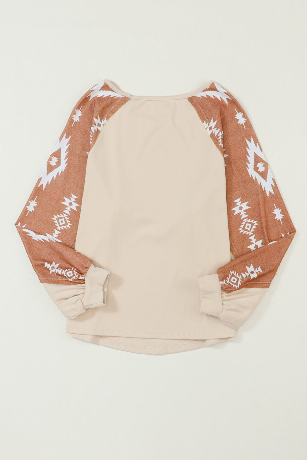 Apricot Western Print Patch Long Sleeve Top