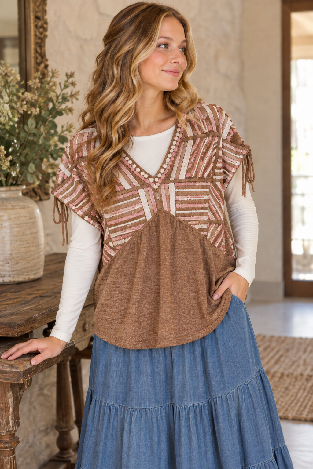 Blush Stitches Embroidered Top product image 3