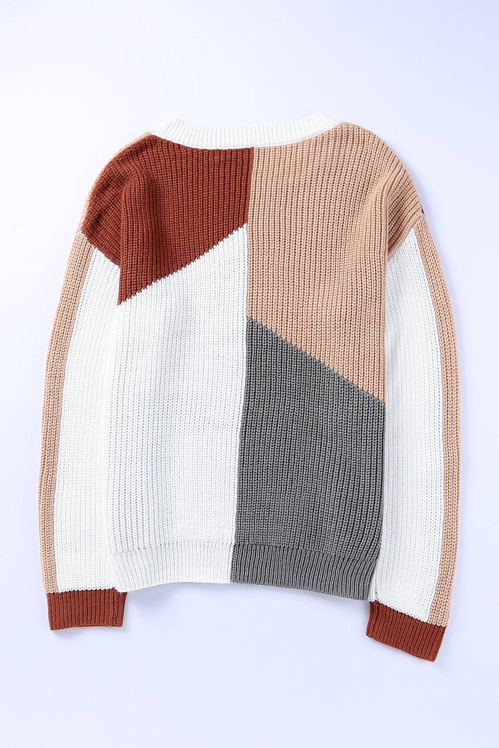 Color Block Drop Shoulder Long Sleeve Sweater