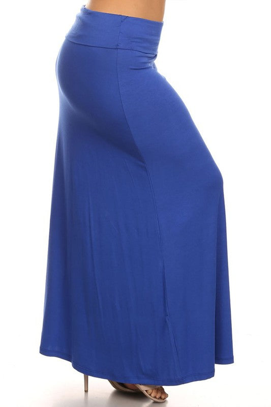 Plus size Solid high waisted a-line maxi skirt