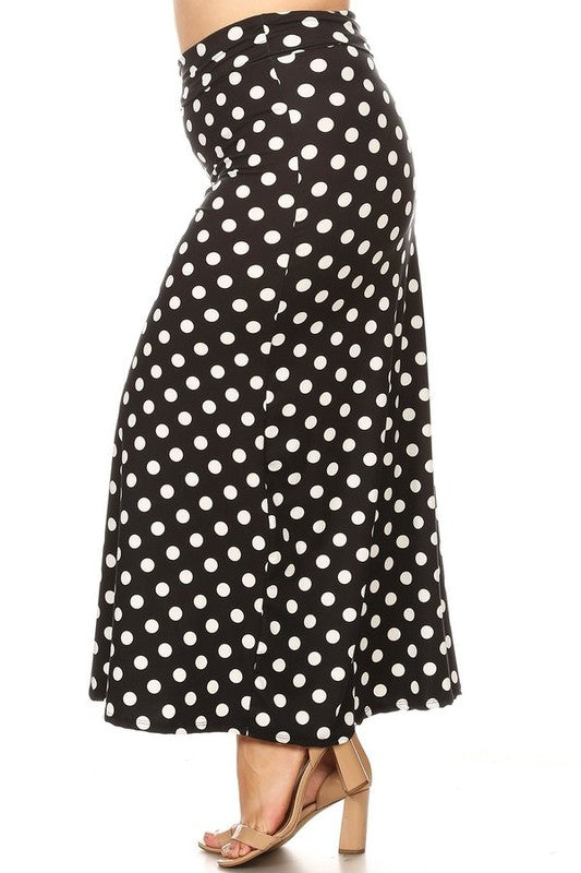 Plus size Polka dot  maxi length skirt