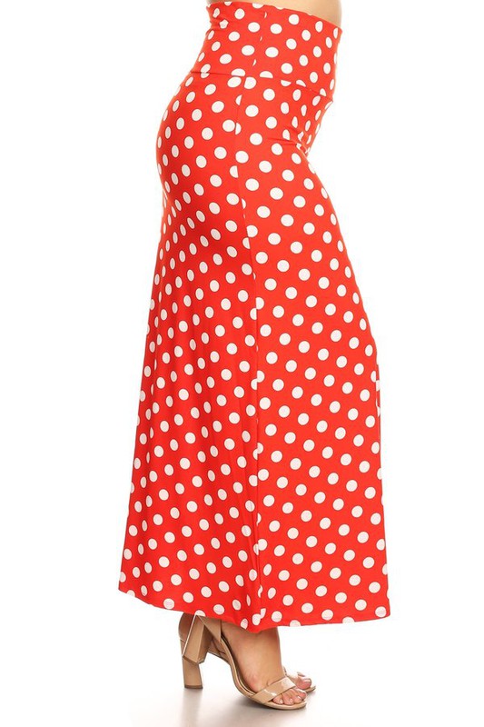 Plus size Polka dot  maxi length skirt