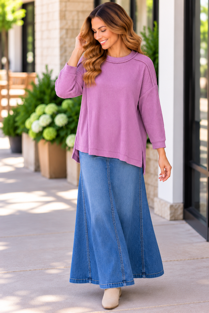 Zenana Easy Days Exposed-Seam Ribbed Top product image 2