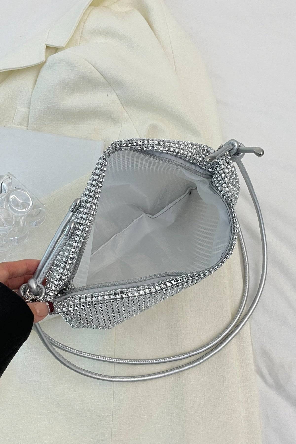 Rhinestone Knotted Strap Crossbody Bag