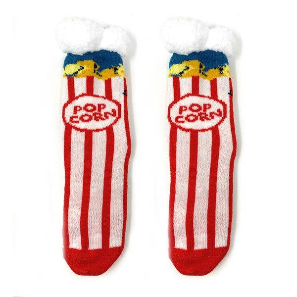 Kids Sherpa Slipper Sock - Box o' Popcorn