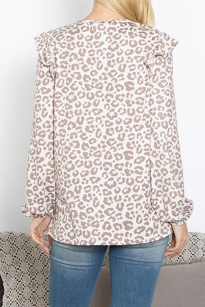 Perfect Peach Animal Print Ruffle Shirt PPT21185