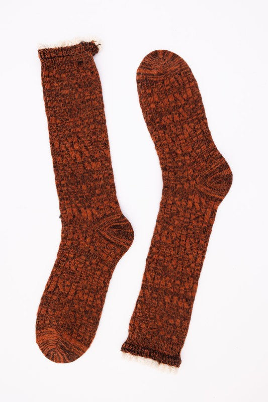 Autumn Vibes Ribbed Ruffle-Trim Socks