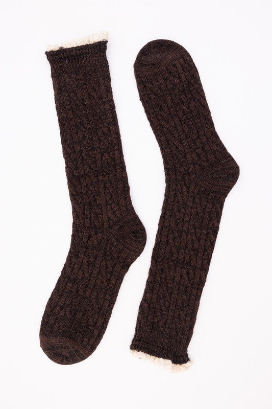 Autumn Vibes Ribbed Ruffle-Trim Socks