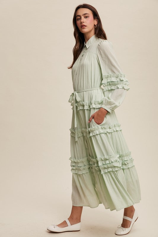 Luxurious Mint Frill Maxi Dress by Listicle