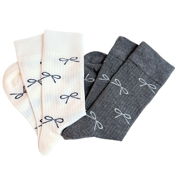 Bow Minimalist Socks Set Of 2