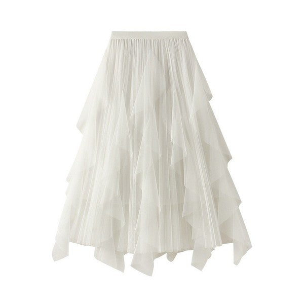 Pleated chiffon midi skirt