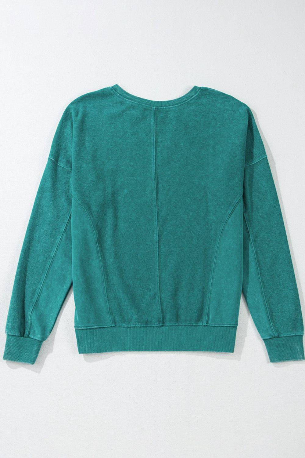 Notched Drop Shoulder Long Sleeve Sweatshirt