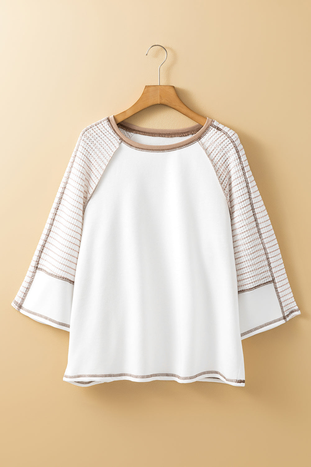 Striped Round Neck Raglan Sleeve Top