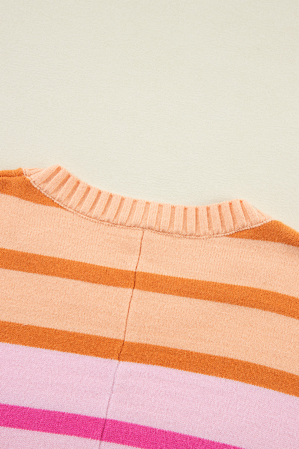 Multicolour Gradient Striped Ribbed Edge Loose Sweater