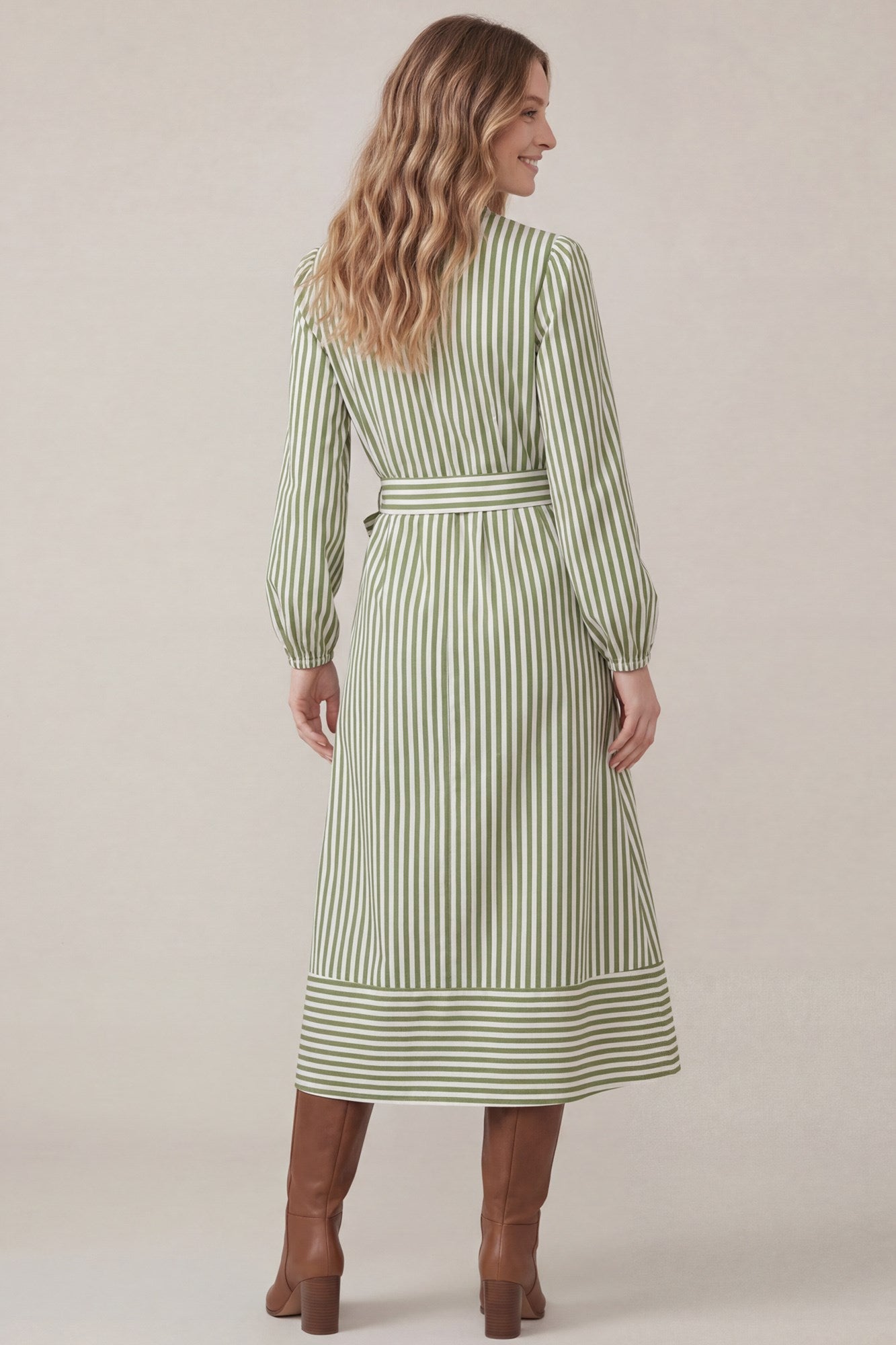 She and Sky ST2007 striped midi dress detail view