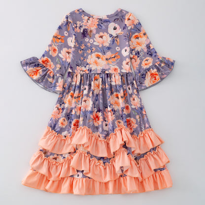 Dusty Peach Girls Ruffle Maxi Dress