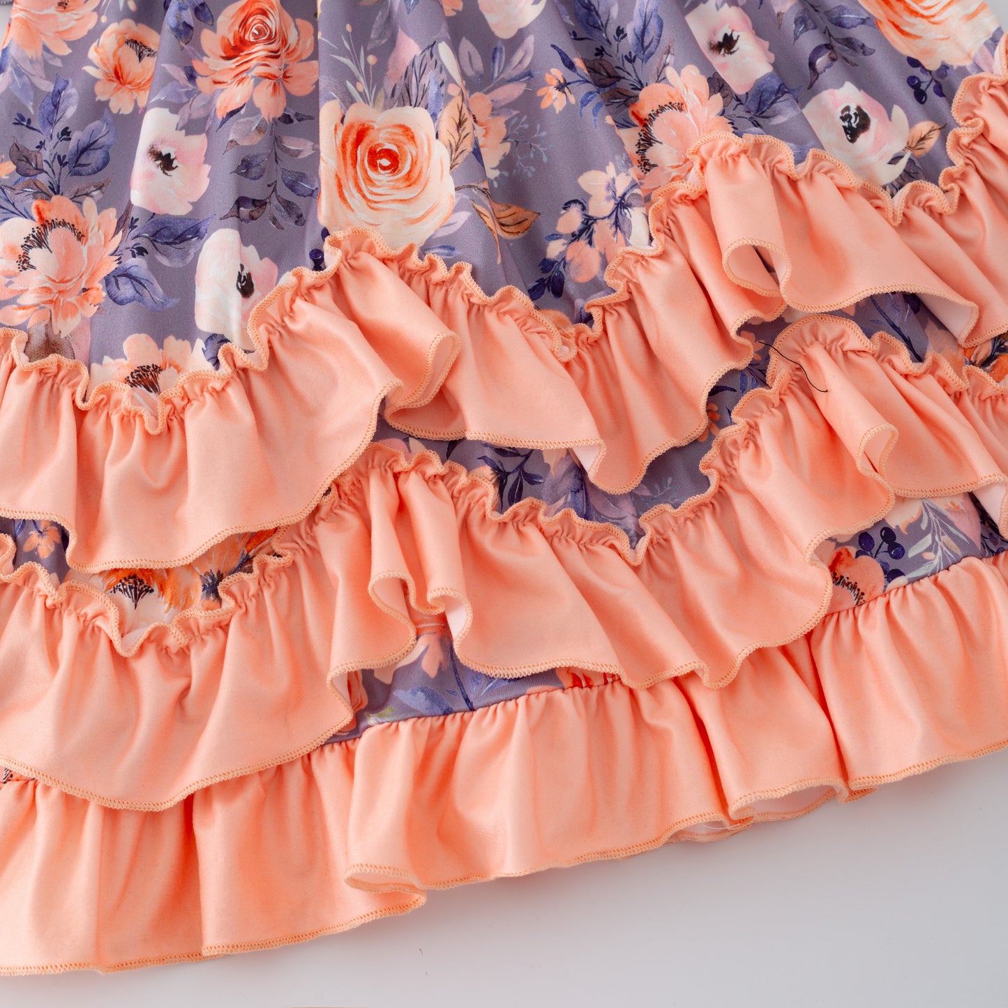 Dusty Peach Girls Ruffle Maxi Dress