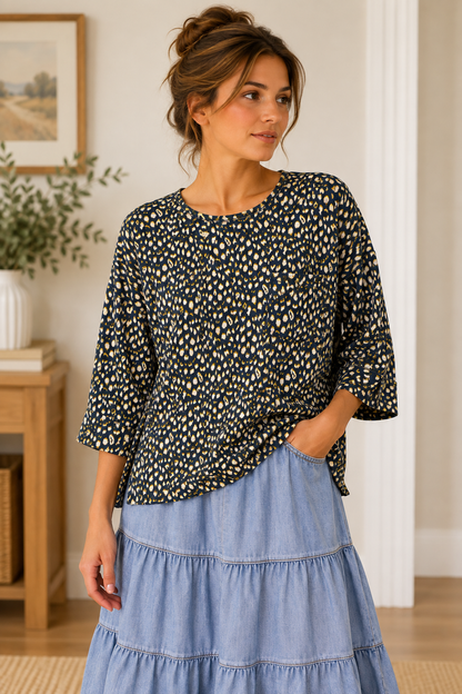 Golden Hour Abstract Print Oversized Pocket Top product image 1
