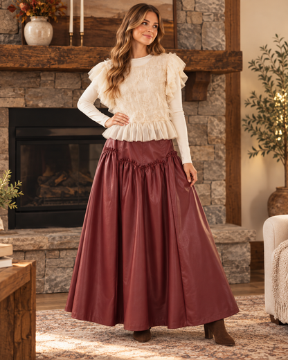 HEYSON Ivory Dimensional Tulle Ruffle Blouse lifestyle view 2
