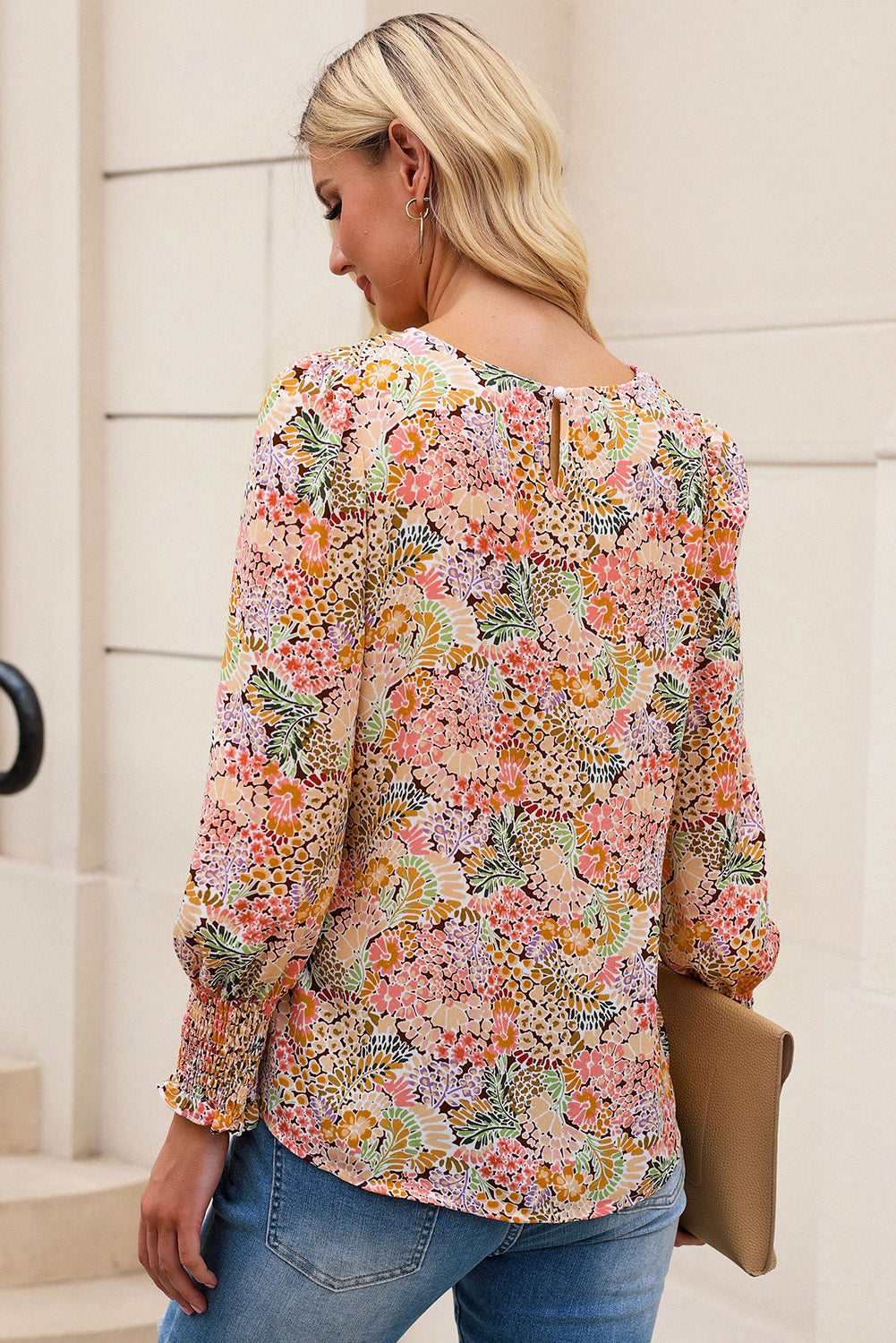 Multicolor Puff Sleeve Floral Blouse