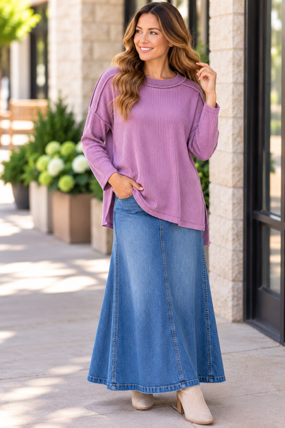 Zenana Easy Days Exposed-Seam Ribbed Top product image 1