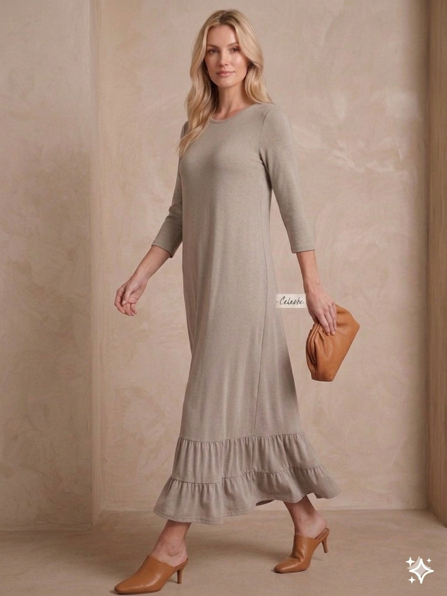 Women's Modest Maxi Dress - Effortless Elegance