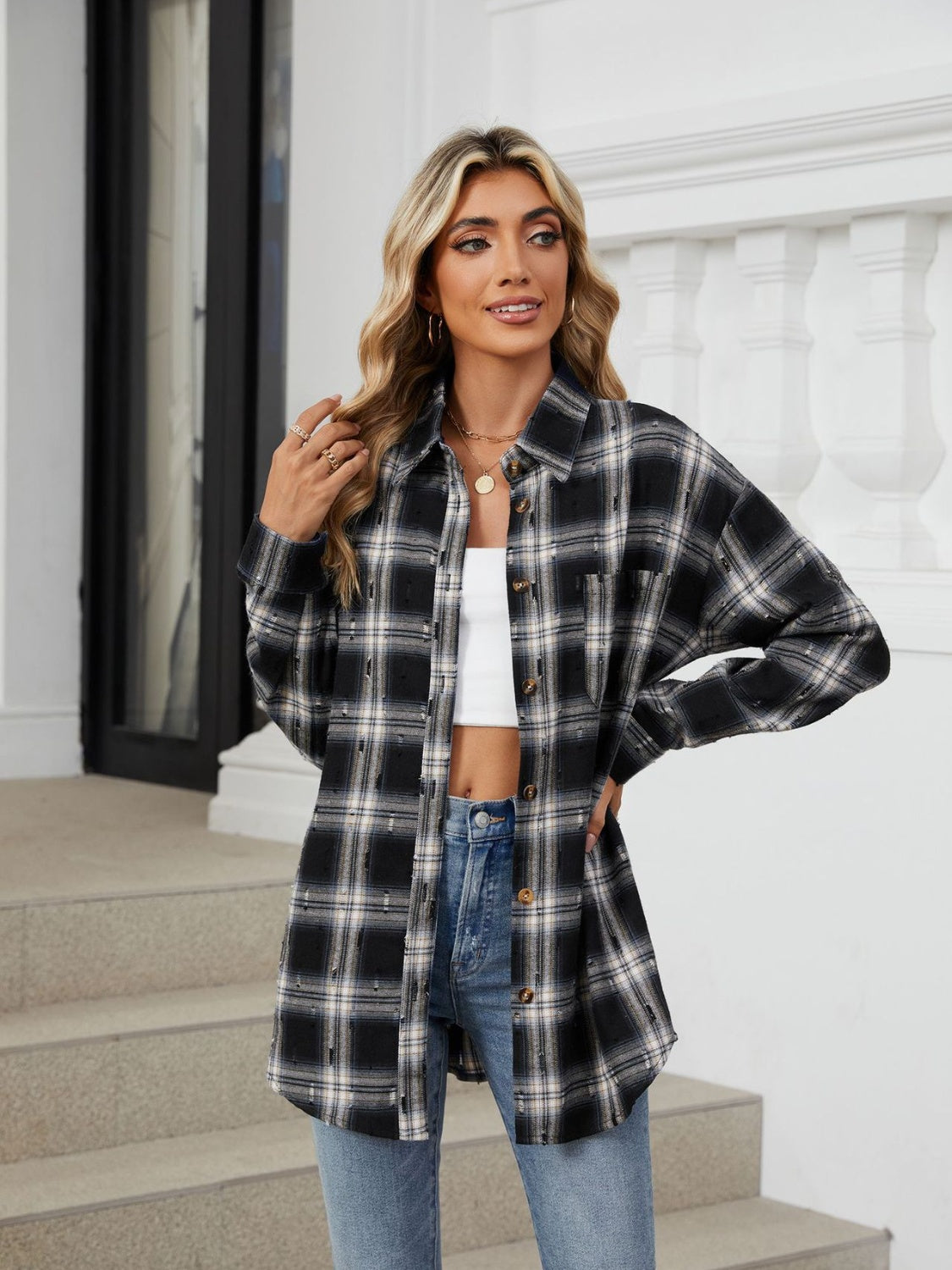 Plaid Button Up Long Sleeve Shirt