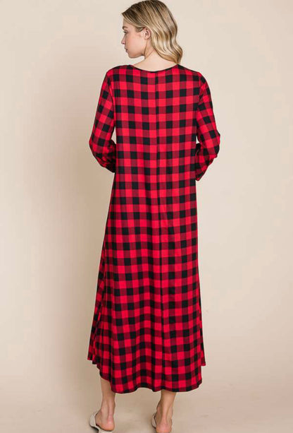 Bombom maxi dress Red Buffalo Plaid