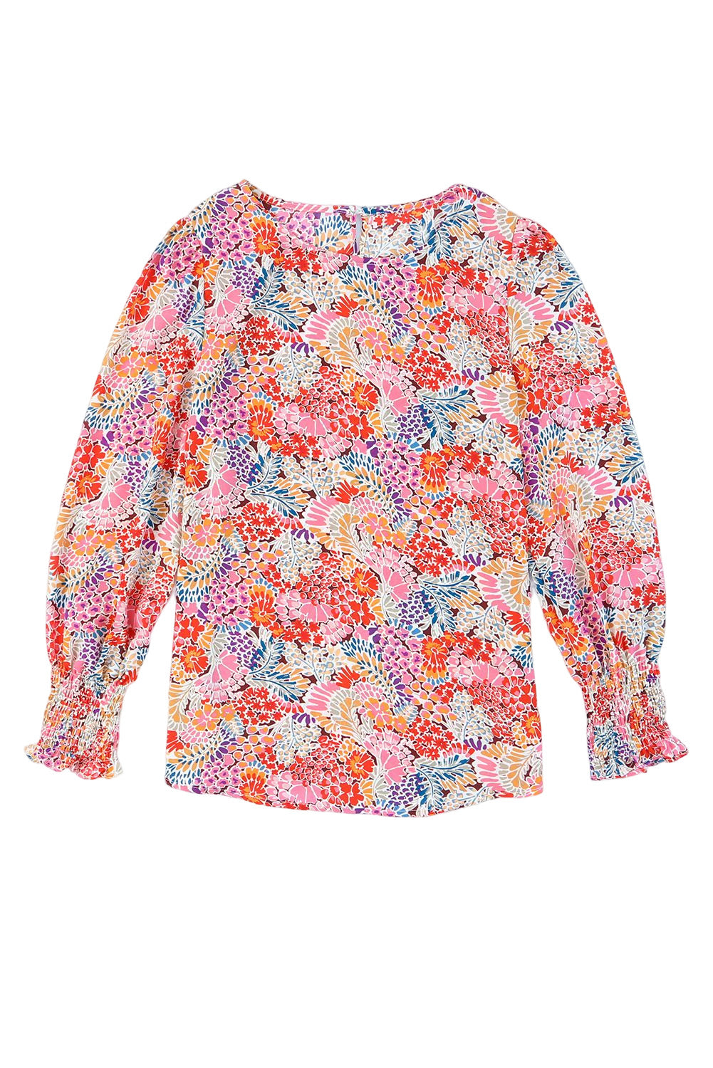 Multicolor Puff Sleeve Floral Blouse