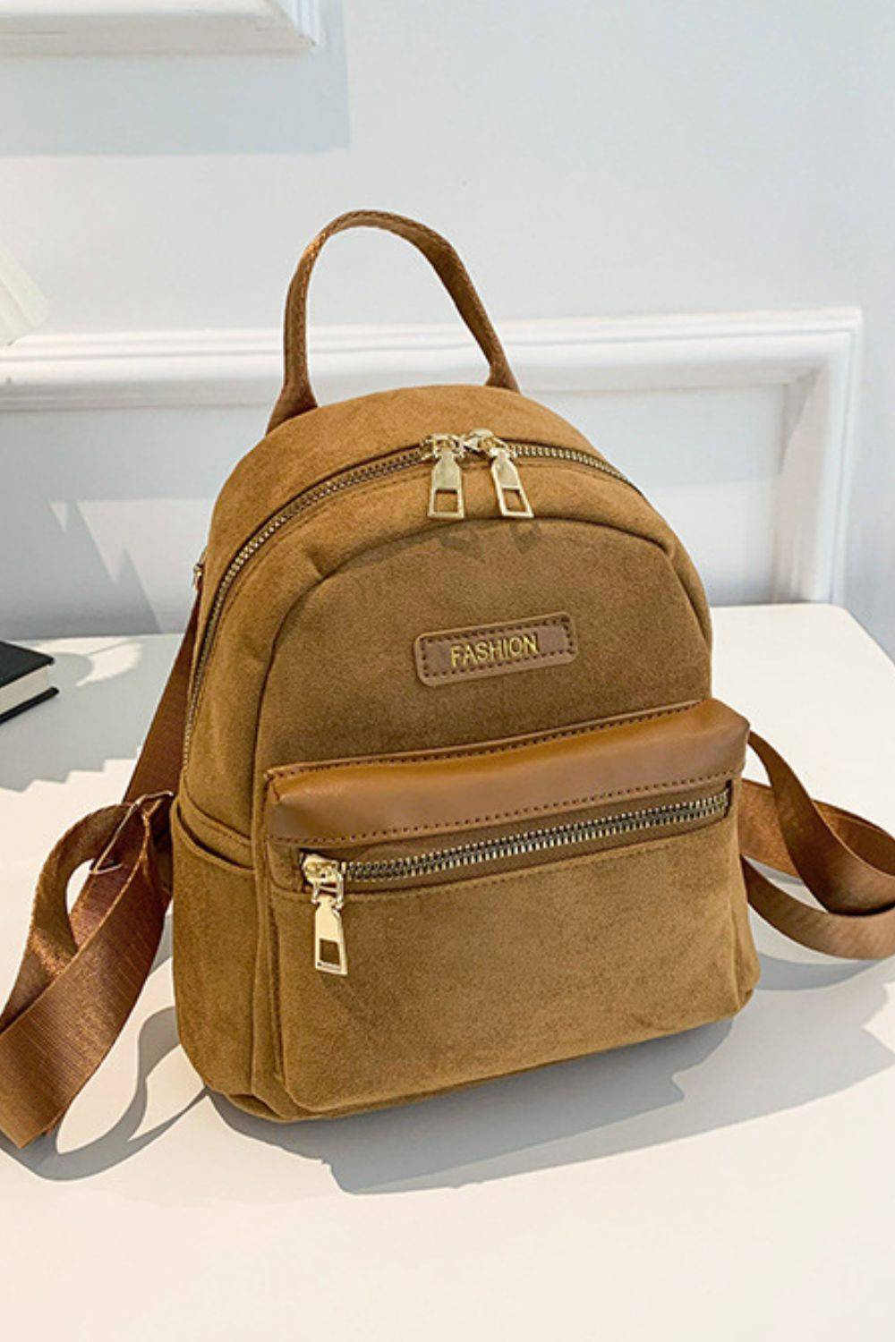 Suede Adjustable Strap Backpack Bag