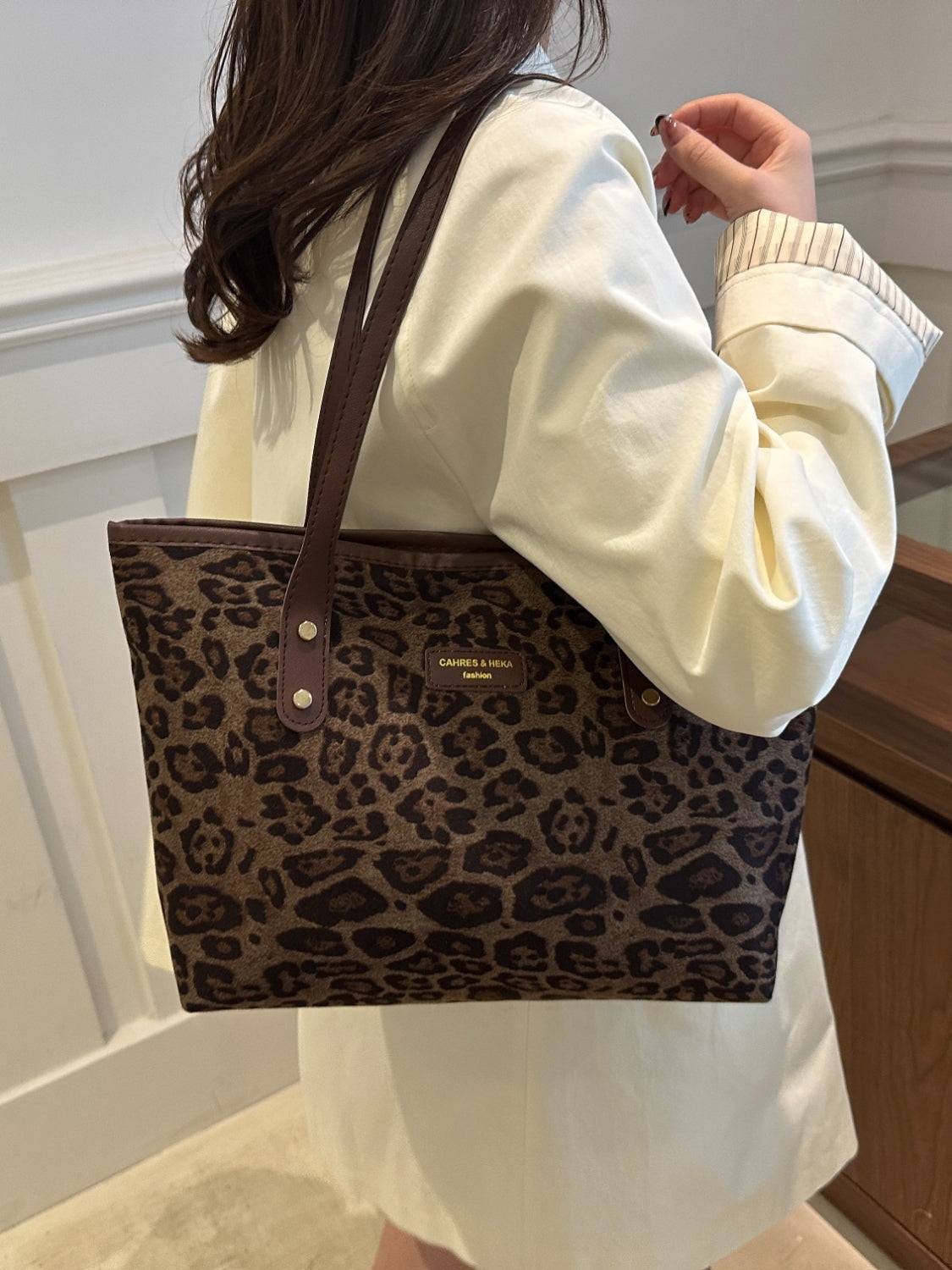 Leopard Polyester Tote Bag