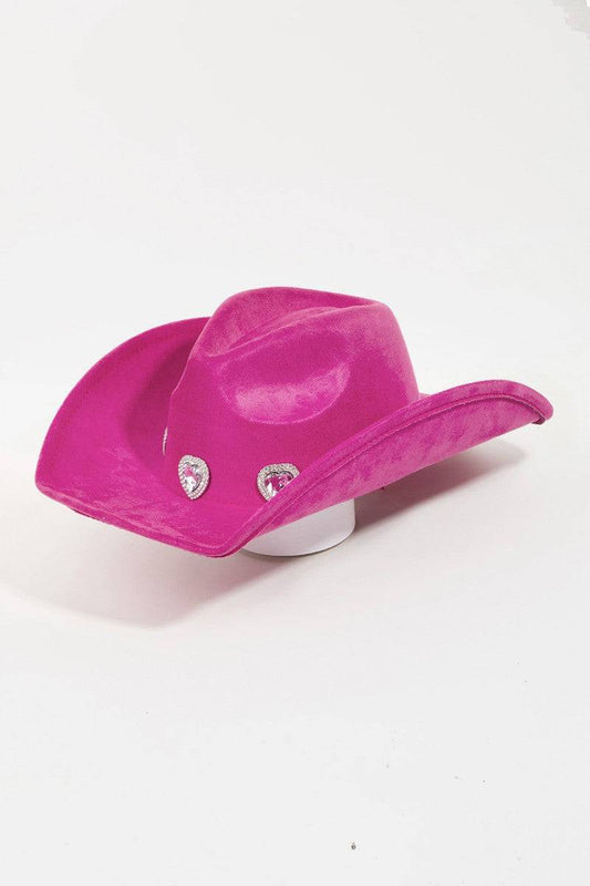 Fame Rhinestone Pave Heart Cowboy Hat