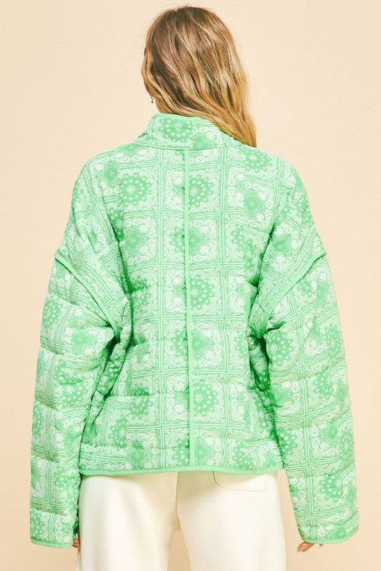 Davi & Dani Vintage Print Open Front Jacket with Pockets