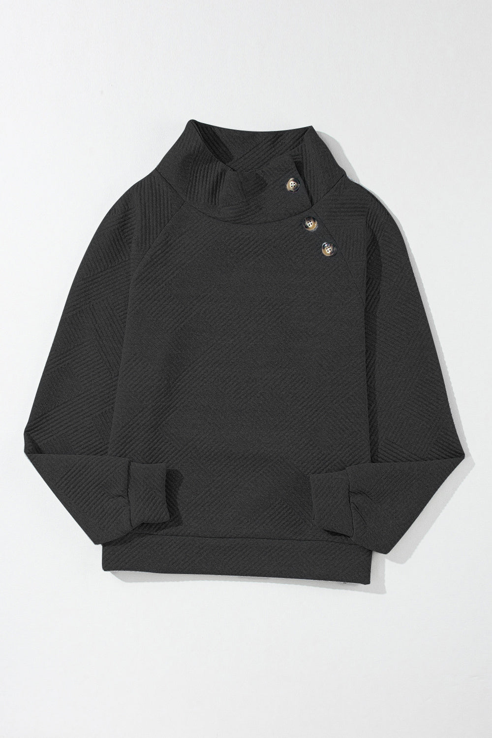 Textured Turtleneck Long Sleeve Sweatshirt