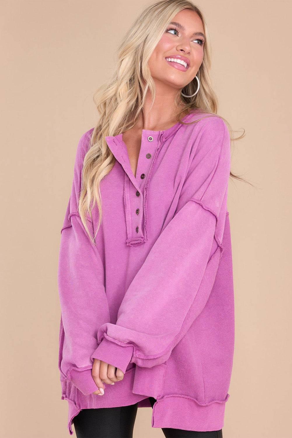 Exposed Seam Long Sleeve Sweatshirt