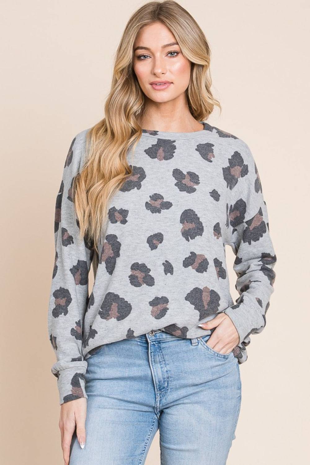 BOMBOM Leopard Drop Shoulder T-Shirt