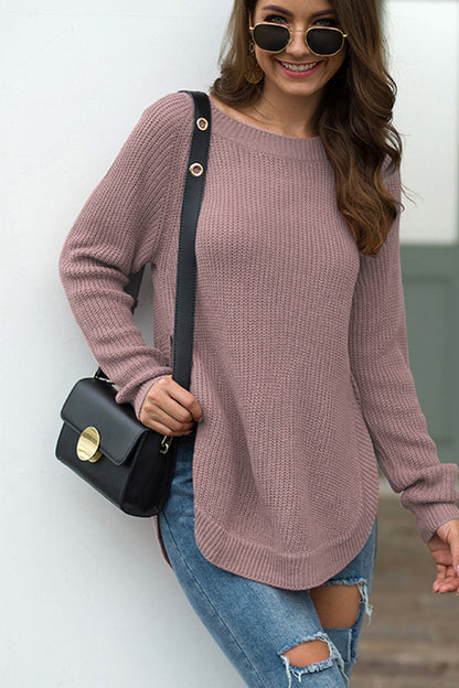 Round Neck Ribbed Knit Top