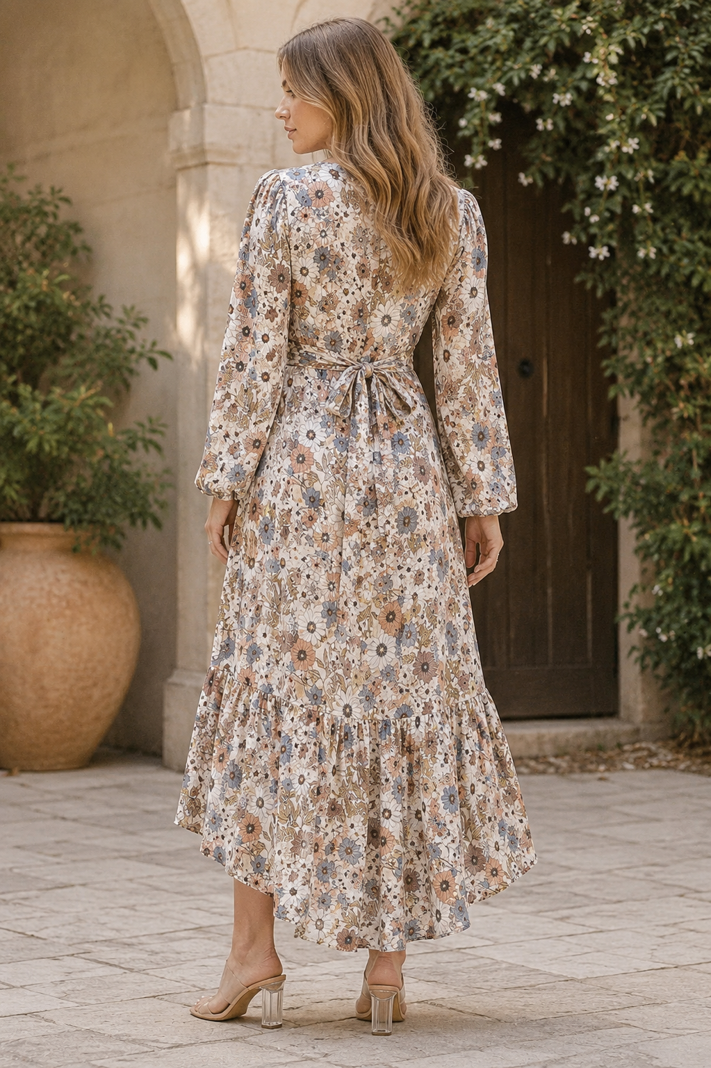 Meadow Romance Floral High-Low Maxi Dress