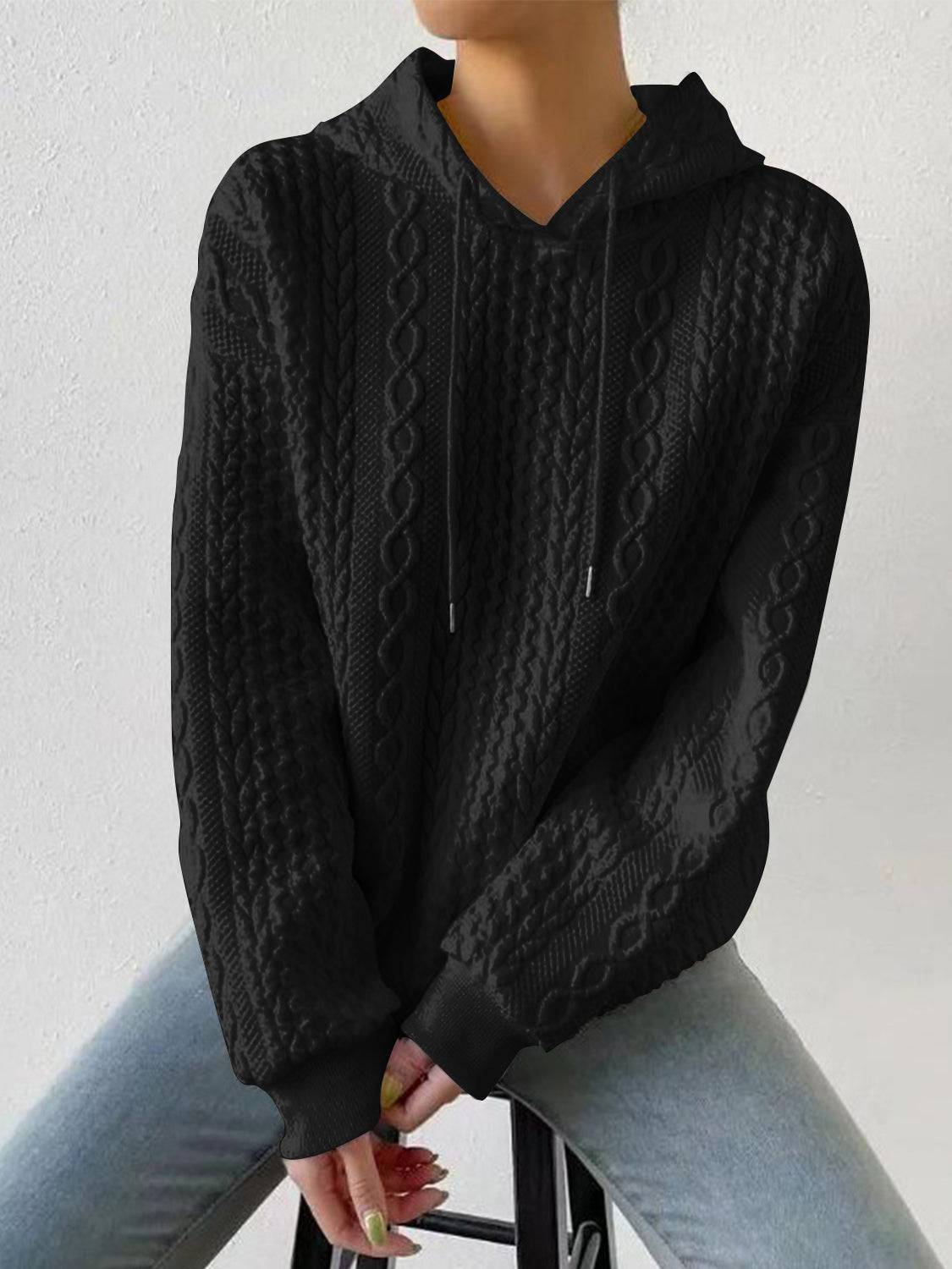 Drawstring Drop Shoulder Long Sleeve Hoodie