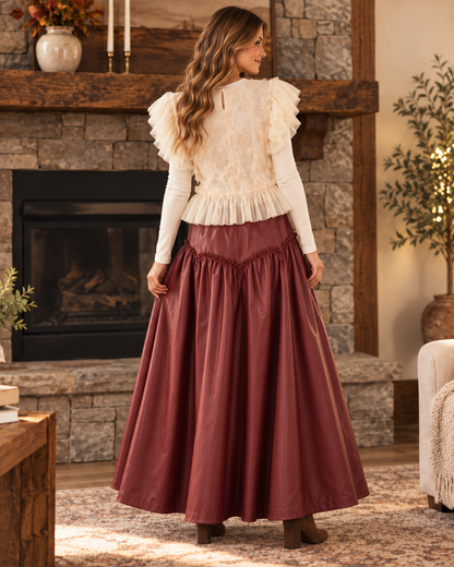 HEYSON Ivory Dimensional Tulle Ruffle Blouse lifestyle view 5