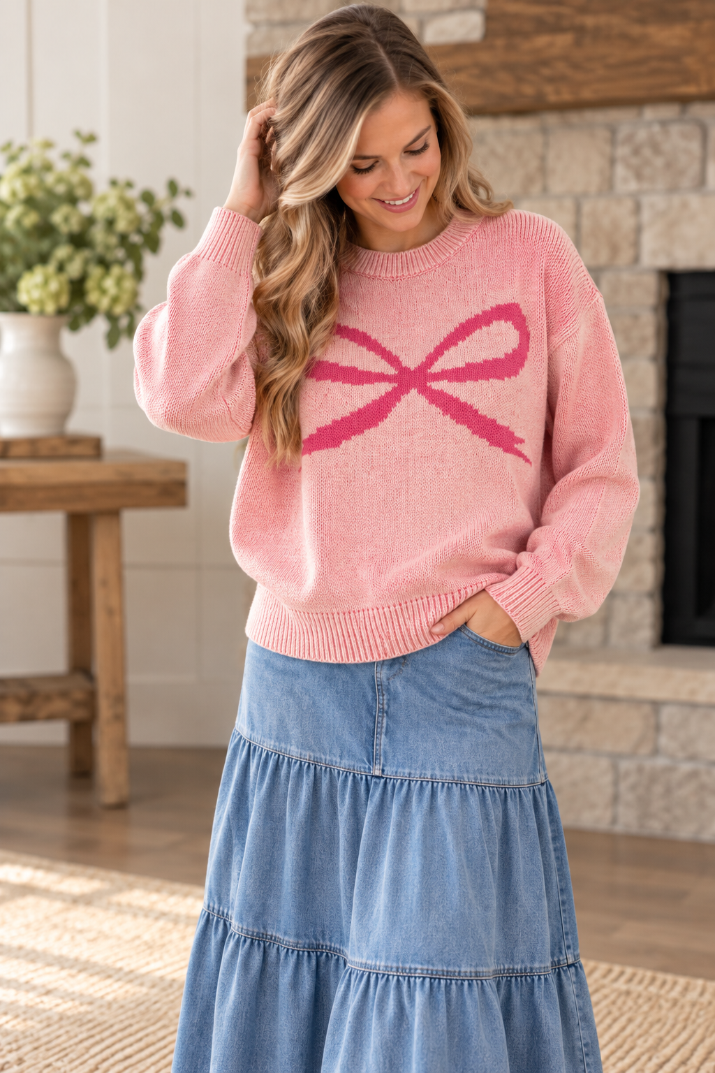 Pretty in Bows Mineral Wash Cotton Sweater product image 1