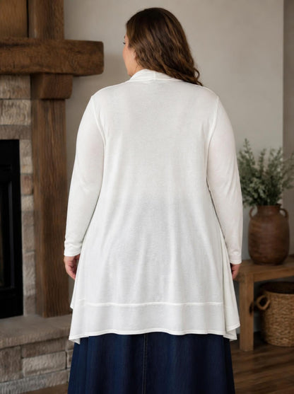 Azules White Plus Size Open-Front Cardigan lifestyle view 4