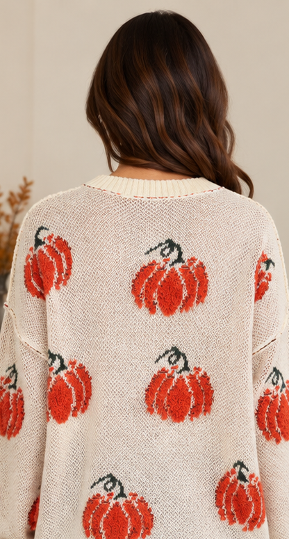 Fantastic Fawn Ivory Pumpkin Oversized Sweater lifestyle view 4